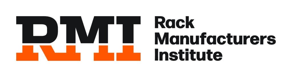 DMT Rack Manufacturers Institute logo with bold black 'DMT' and orange rack icons on white background.