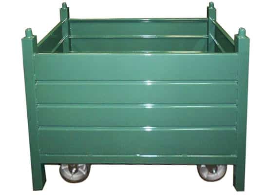 LARGE METAL/STEEL INDUSTRIAL GALVANIZED SCRAP BIN CONTAINER W/CASTERS CHICAGO