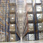 single-deep selective rack with boxes in warehouse